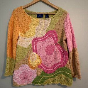 Vintage JH Collectibles Floral Knit Sweater Boho Retro - Large